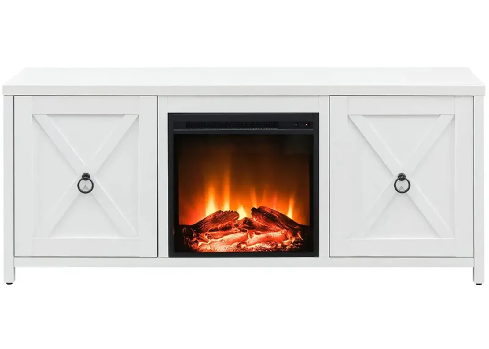 Jacana TV Stand with Log Fireplace Insert in White by Hudson & Canal