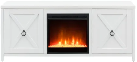Jacana TV Stand with Crystal Fireplace Insert in White by Hudson & Canal