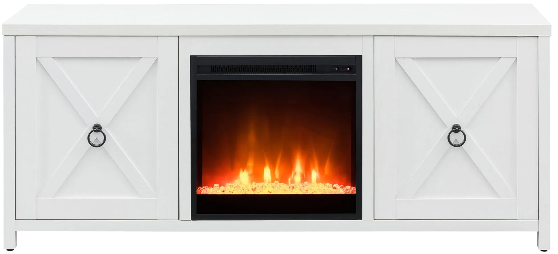 Jacana TV Stand with Crystal Fireplace Insert in White by Hudson & Canal