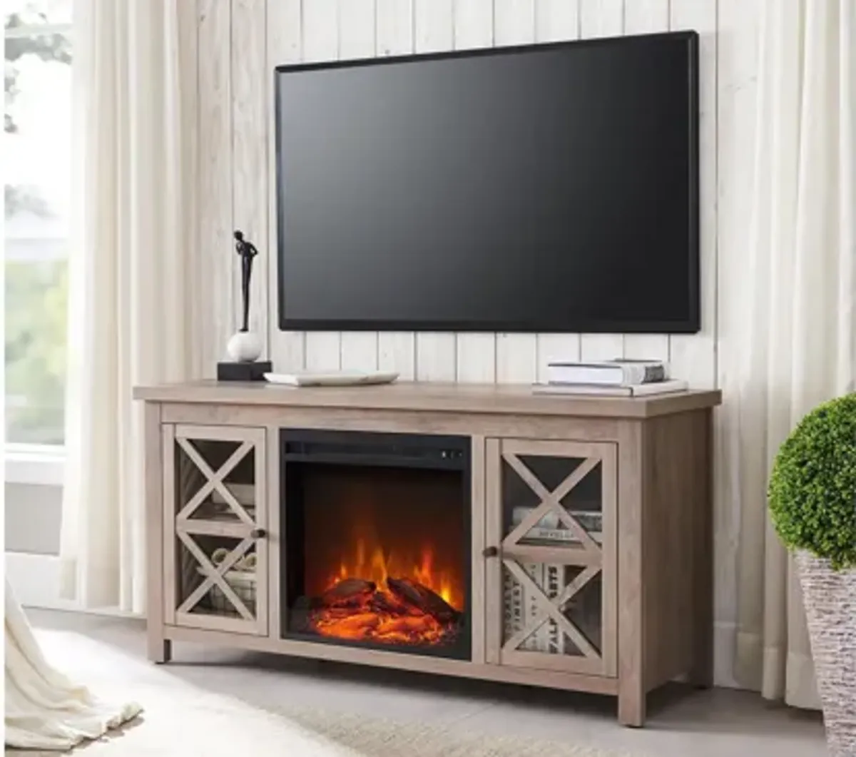 Eve TV Stand with Log Fireplace Insert