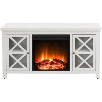 Eve TV Stand with Log Fireplace Insert in White by Hudson & Canal