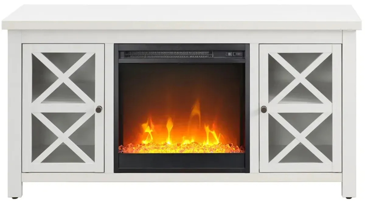 Eve TV Stand with Crystal Fireplace Insert in White by Hudson & Canal