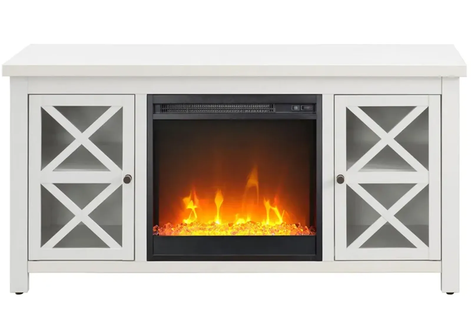 Eve TV Stand with Crystal Fireplace Insert in White by Hudson & Canal