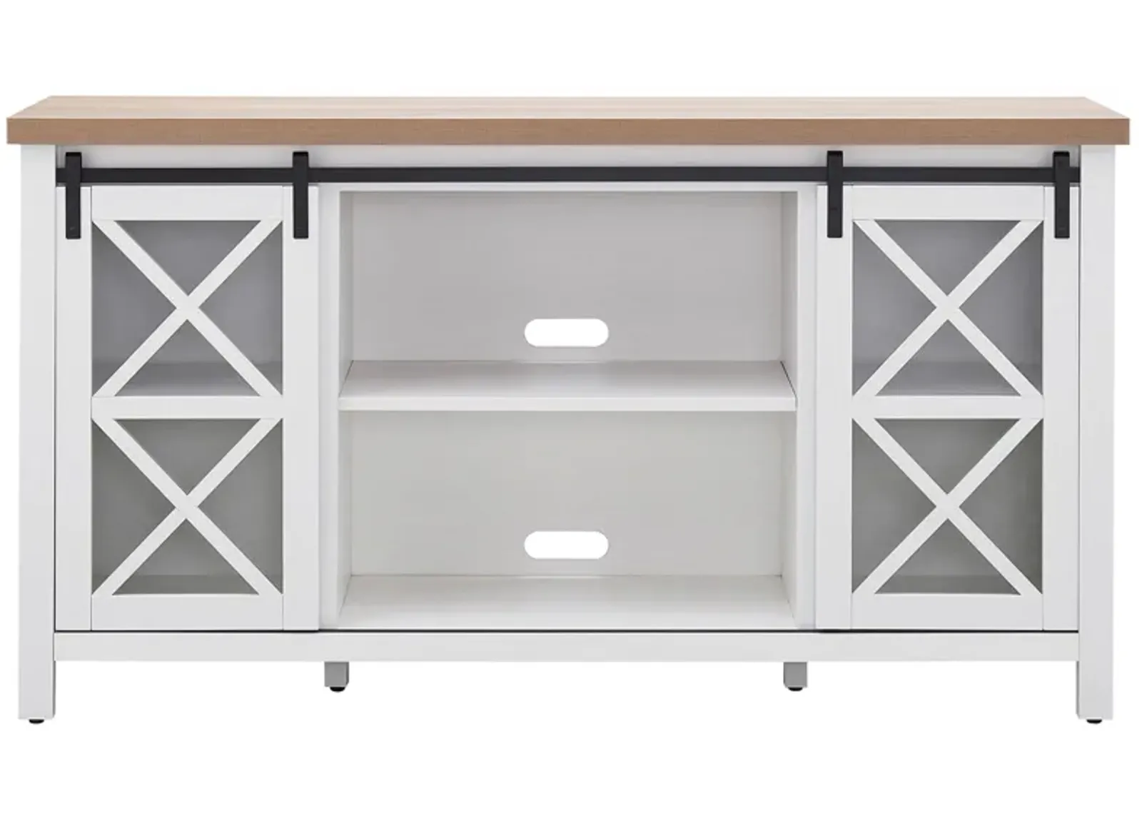 Clementine 58" TV Stand in White/Golden Oak by Hudson & Canal