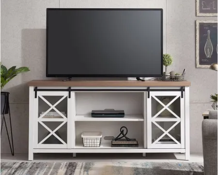 Smithson 68" TV Stand in White/Golden Oak by Hudson & Canal