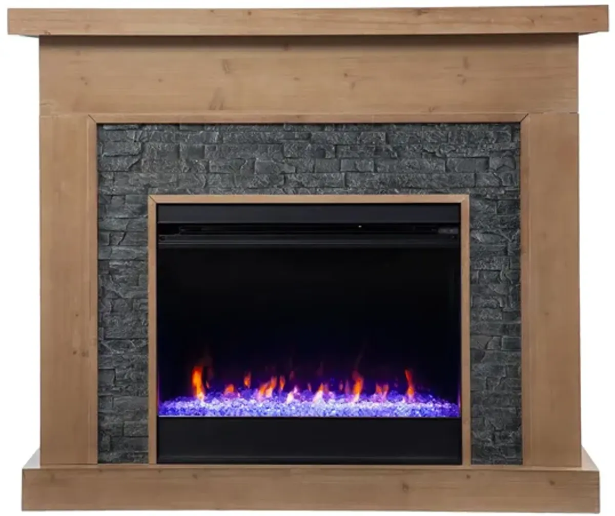 Barbe Elec Color Change Fireplace in Natural by SEI Furniture