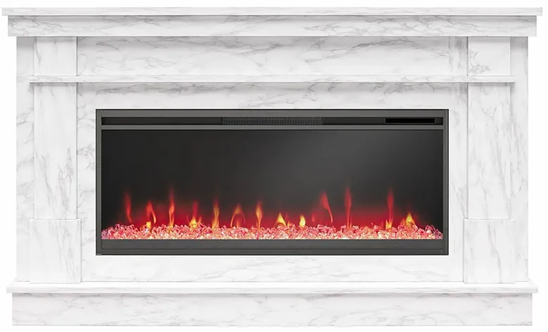 Montvale Electric Fireplace in White marble by DOREL HOME FURNISHINGS