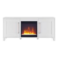 Miller TV Stand with Crystal Fireplace in White by Hudson & Canal
