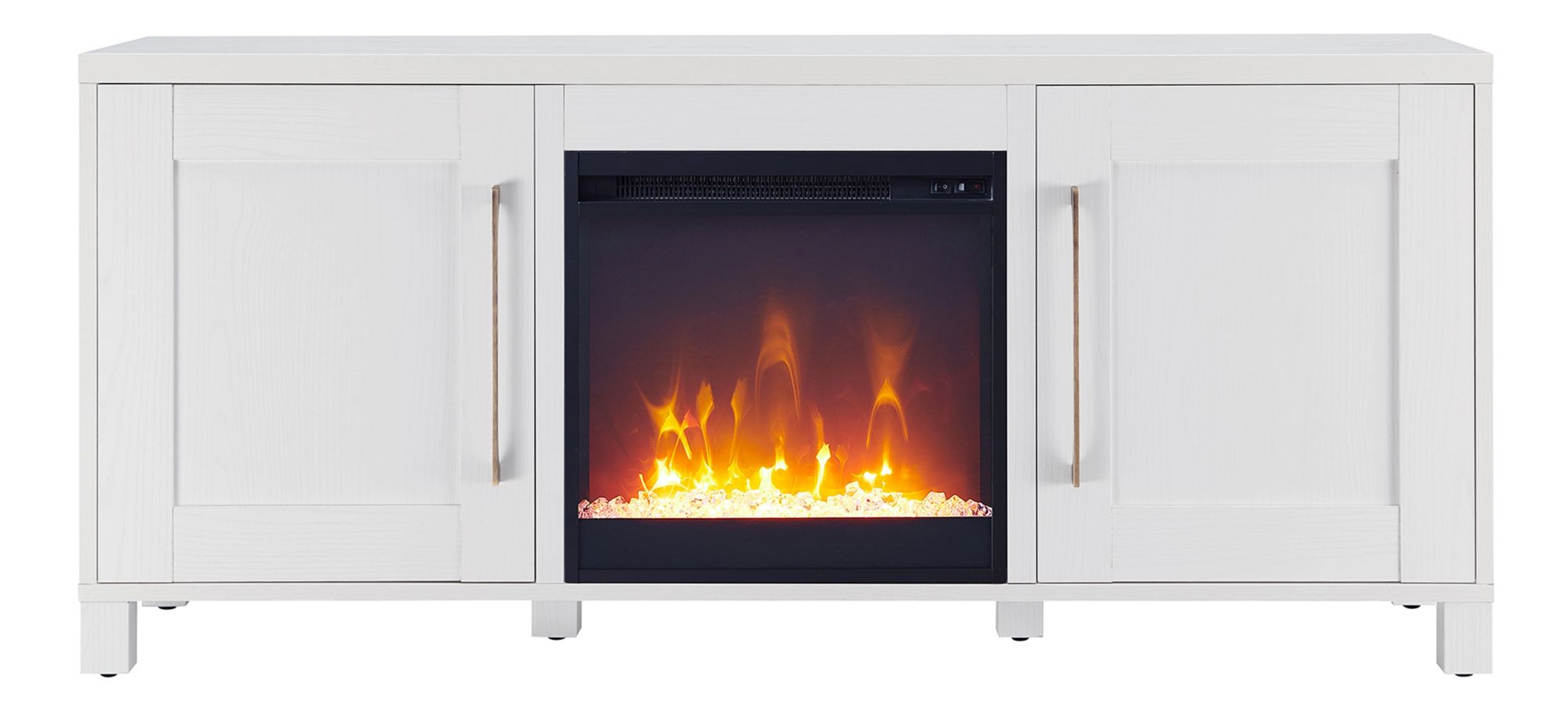 Miller TV Stand with Crystal Fireplace in White by Hudson & Canal