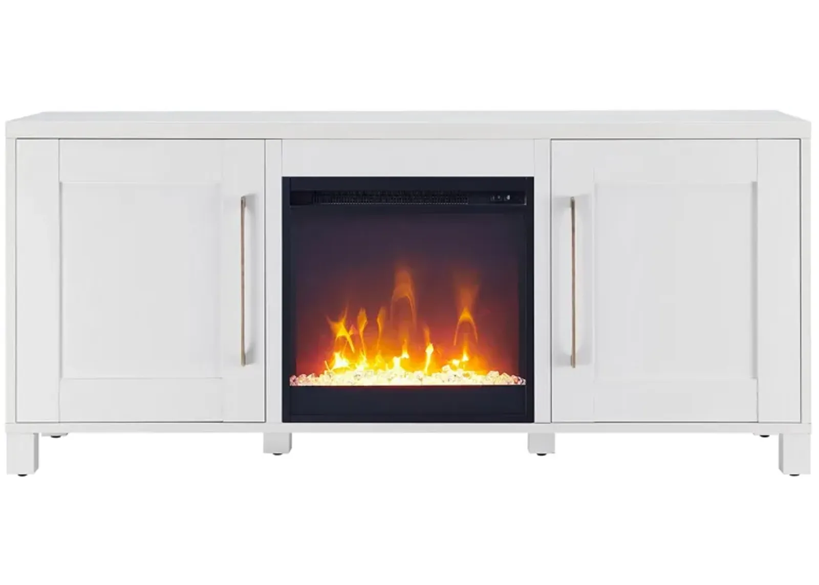 Miller TV Stand with Crystal Fireplace in White by Hudson & Canal