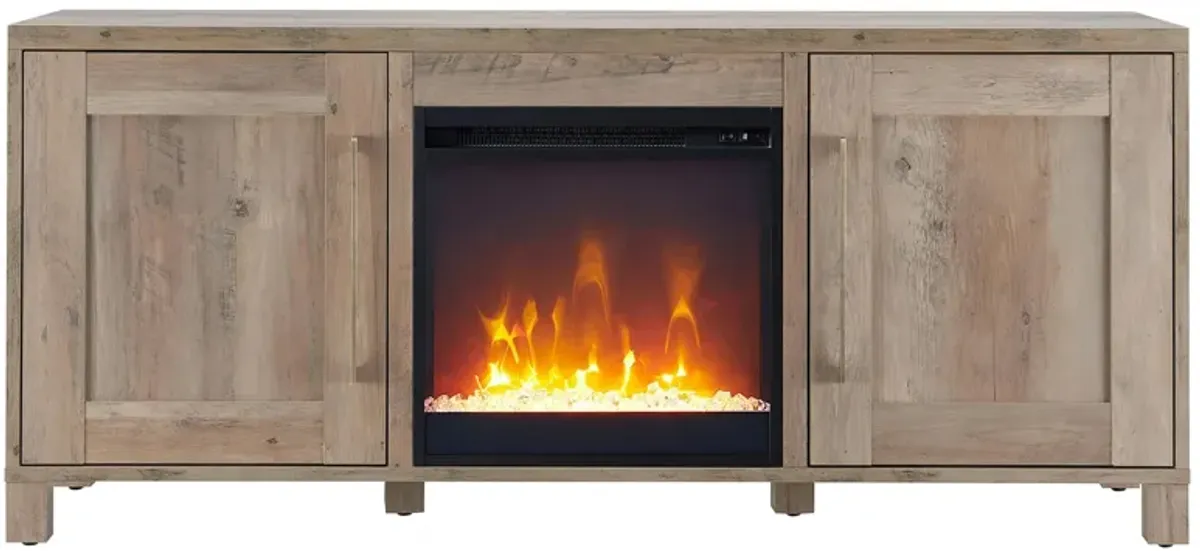 Miller TV Stand with Crystal Fireplace in Gray Oak by Hudson & Canal