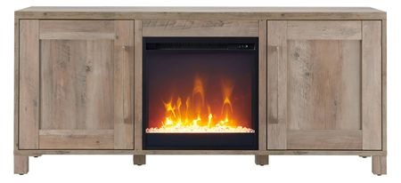Miller TV Stand with Crystal Fireplace in Gray Oak by Hudson & Canal