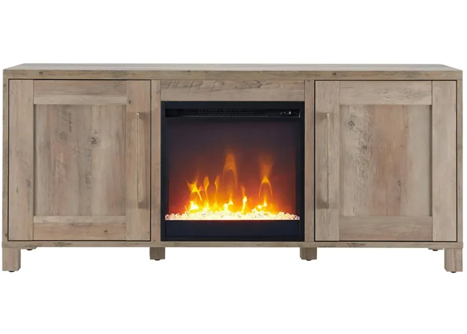 Miller TV Stand with Crystal Fireplace in Gray Oak by Hudson & Canal