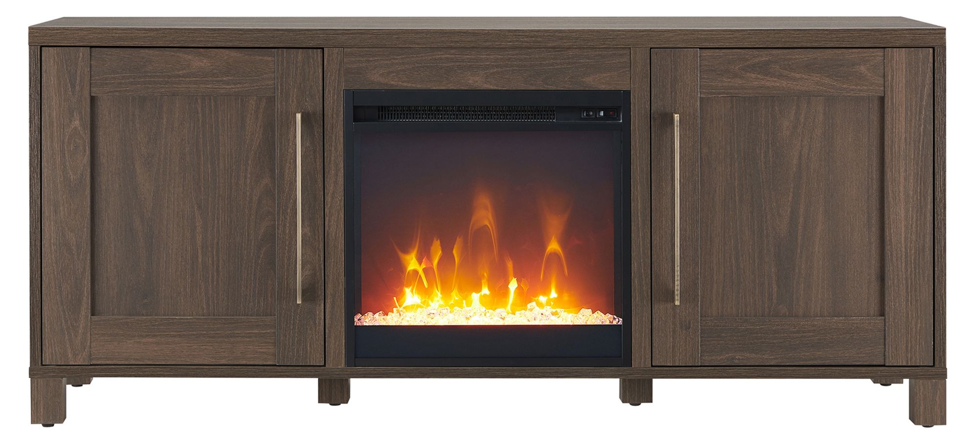 Miller TV Stand with Crystal Fireplace in Alder Brown by Hudson & Canal