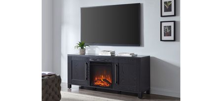 Miller TV Stand with Log Fireplace in Black Grain by Hudson & Canal