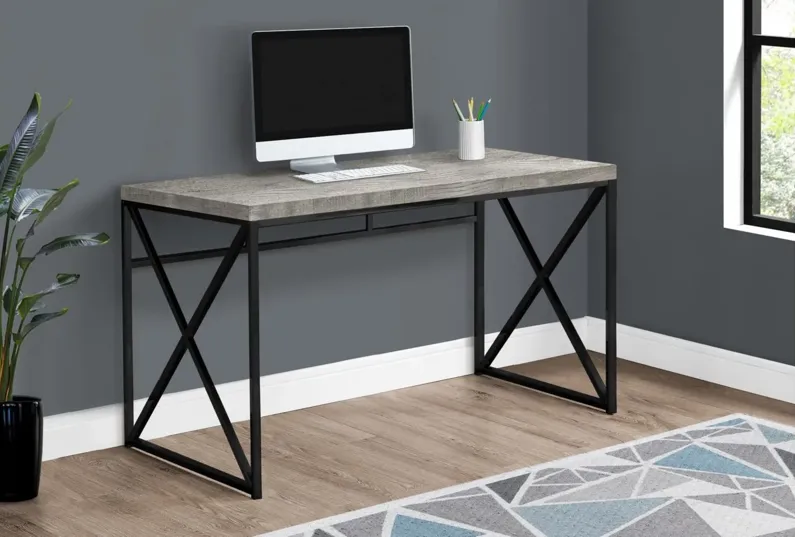 Chiara Computer Desk in GRAY BLACK METAL by Monarch Specialties