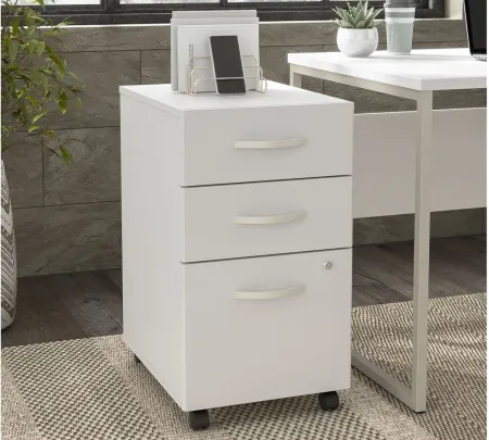 Steinbeck 3 Drawer Mobile File Cabinet in White by Bush Industries