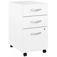 Steinbeck 3 Drawer Mobile File Cabinet in White by Bush Industries