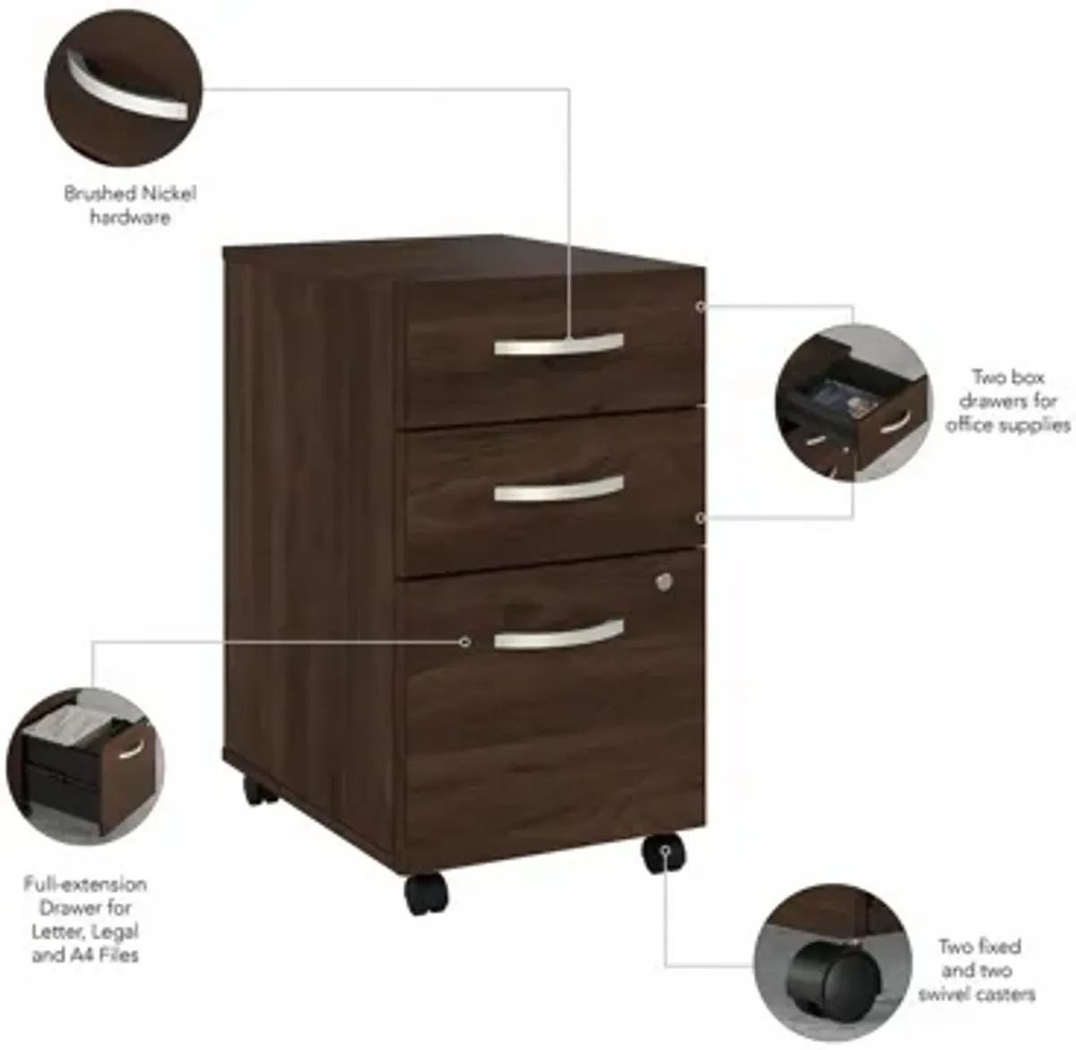 Steinbeck 3 Drawer Mobile File Cabinet