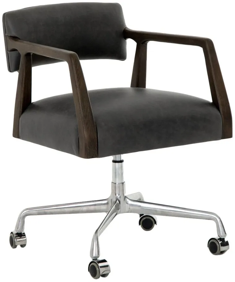 Abbott Desk Chair in Chaps Ebony by Four Hands