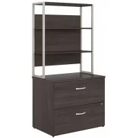 Steinbeck 2 Drawer File Cabinet w/ Hutch in Storm Gray by Bush Industries