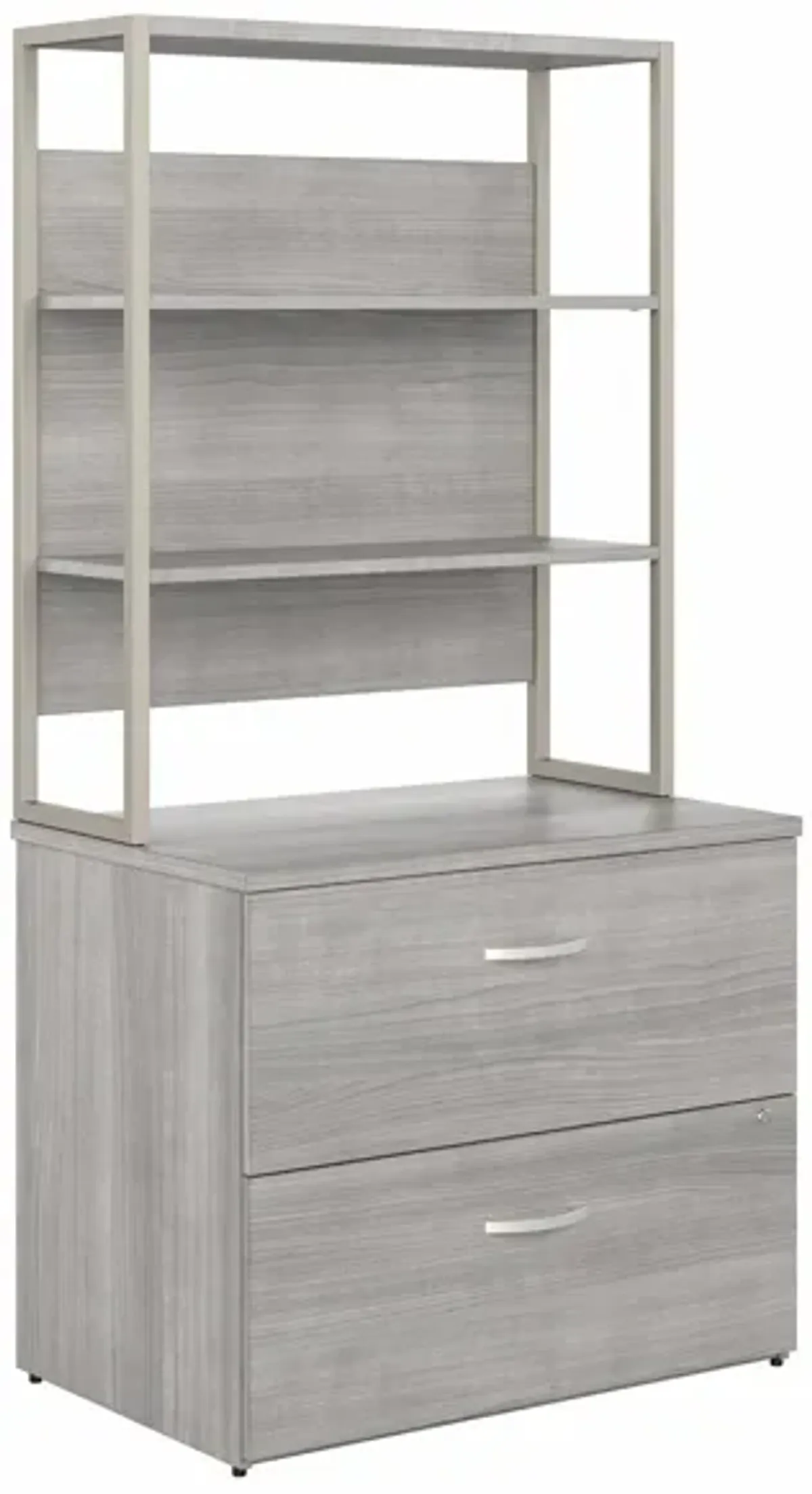 Steinbeck 2 Drawer File Cabinet w/ Hutch in Platinum Gray by Bush Industries