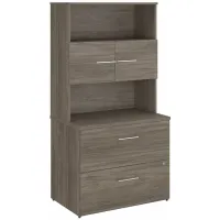 Office 500 36W 2 Drawer File Cabinet & Hutch in Modern Hickory by Bush Industries