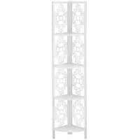 Noe Metal Corner Bookcase in White by Monarch Specialties