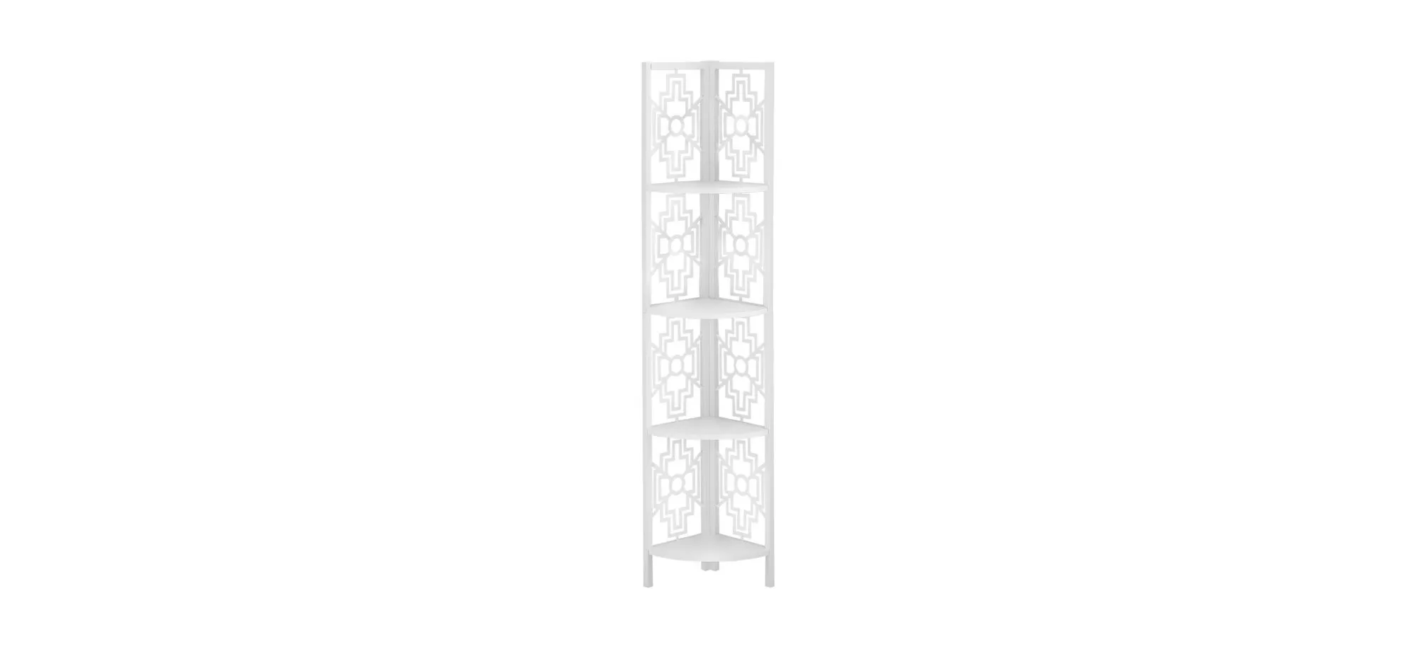Noe Metal Corner Bookcase in White by Monarch Specialties