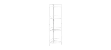 Renata Corner Metal Bookcase in White by Monarch Specialties