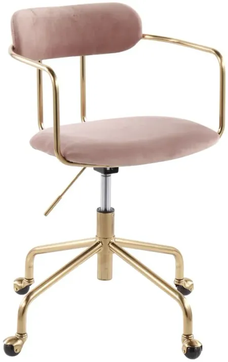 Demi Desk Chair in Gold, Pink by Lumisource