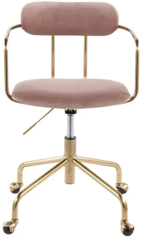 Demi Desk Chair in Gold, Pink by Lumisource