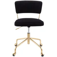Tania Desk Chair in Gold, Black by Lumisource