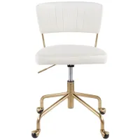 Tania Desk Chair in Gold, Cream by Lumisource