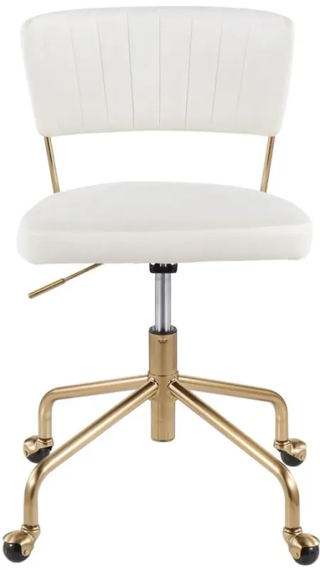Tania Desk Chair in Gold, Cream by Lumisource