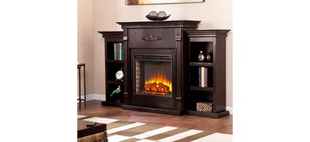 Bruton Electric Fireplace w/ Bookcases in Black by SEI Furniture