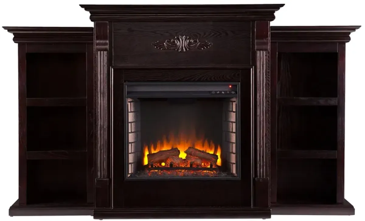 Bruton Electric Fireplace w/ Bookcases in Black by SEI Furniture