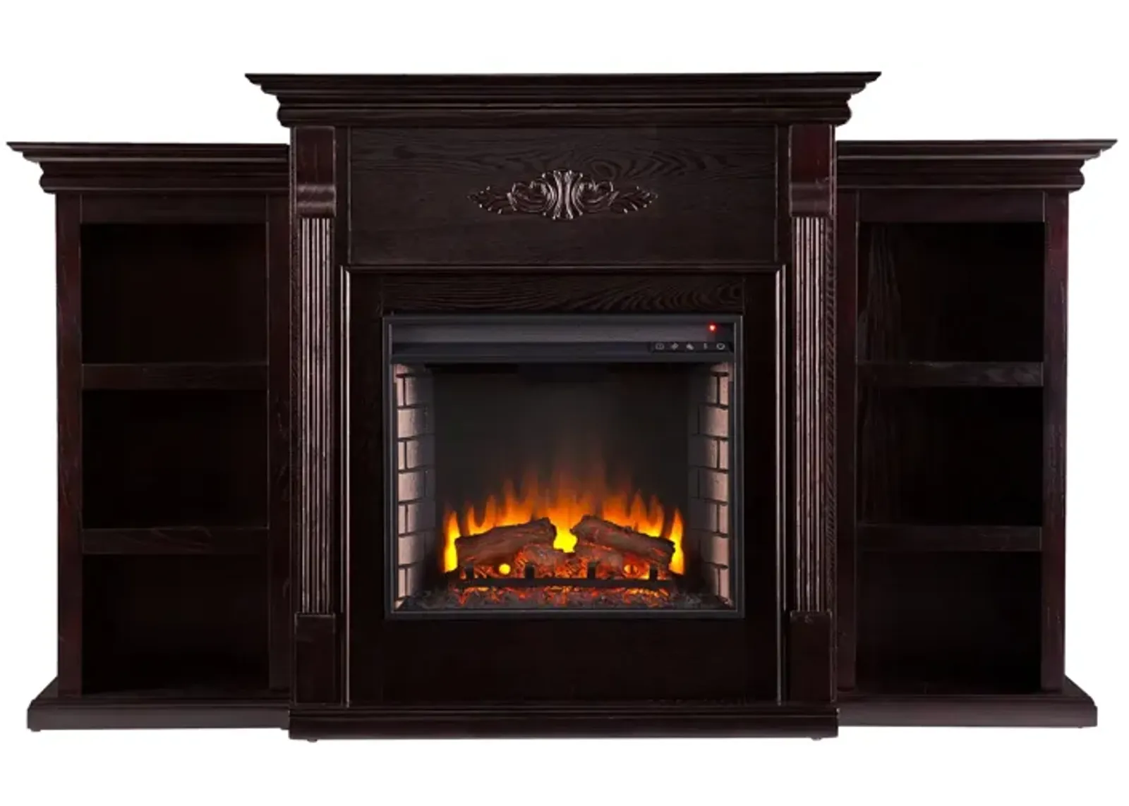 Bruton Electric Fireplace w/ Bookcases in Black by SEI Furniture