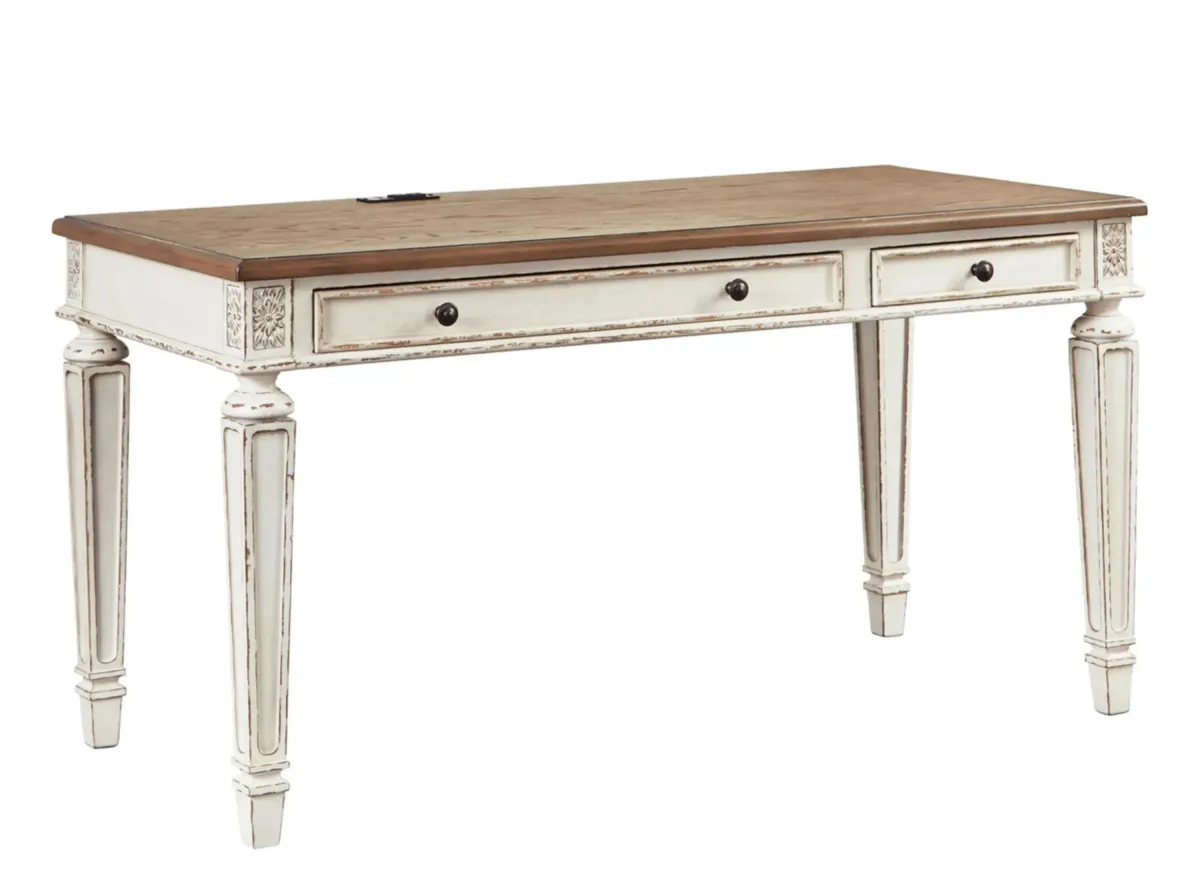 Libbie Writing Desk in White/Brown by Ashley Express