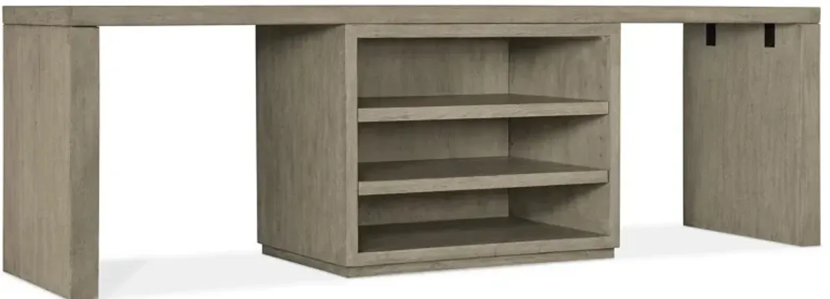 Linville Falls 96" Desk w/ Center Shelves in Mink: A soft smoked gray finish by Hooker Furniture