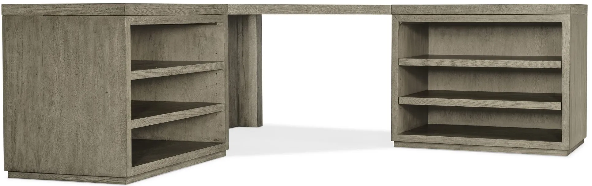 Linville Falls Corner Desk w/ Shelves in Mink: A soft smoked gray finish by Hooker Furniture
