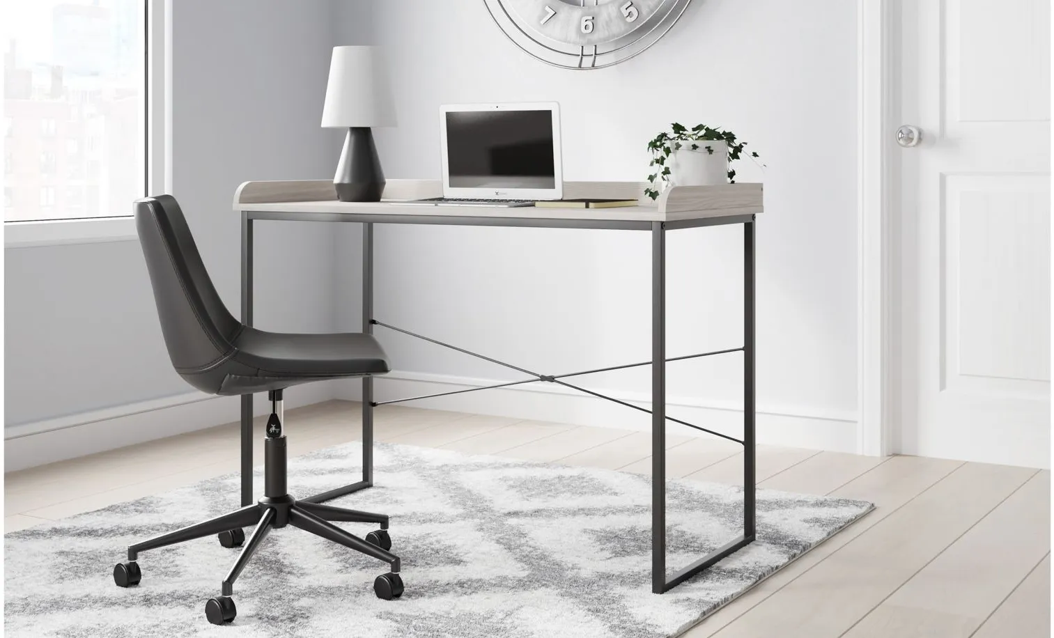 Yarlow Home Office Desk in White/Black by Ashley Express