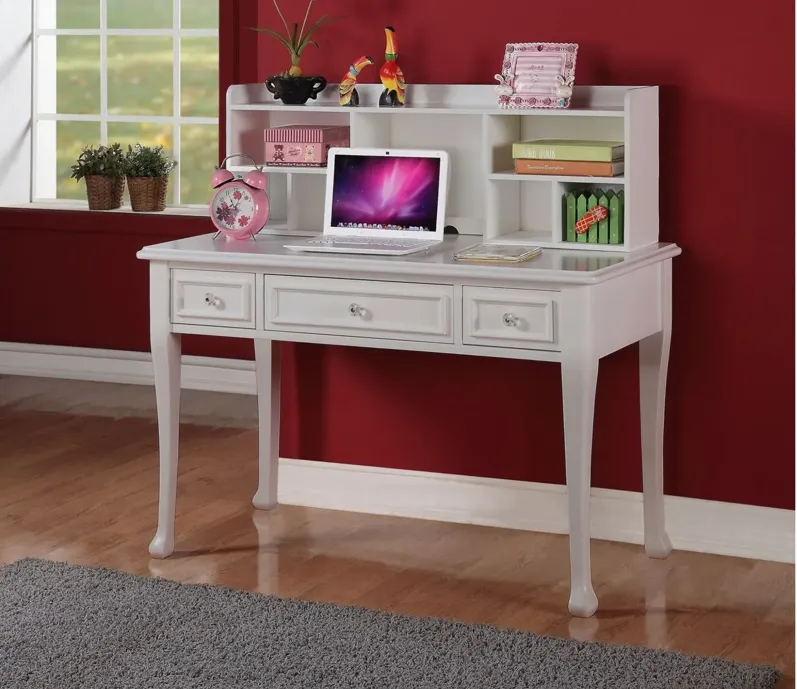 Jenna 3 Drawer Desk in White by Elements International Group