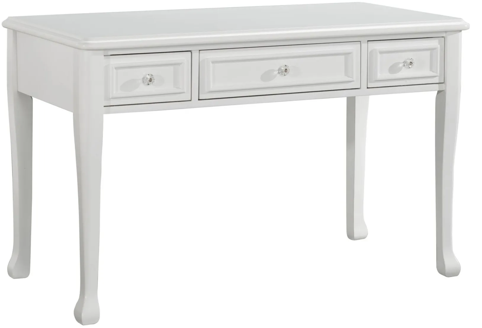 Jenna 3 Drawer Desk in White by Elements International Group