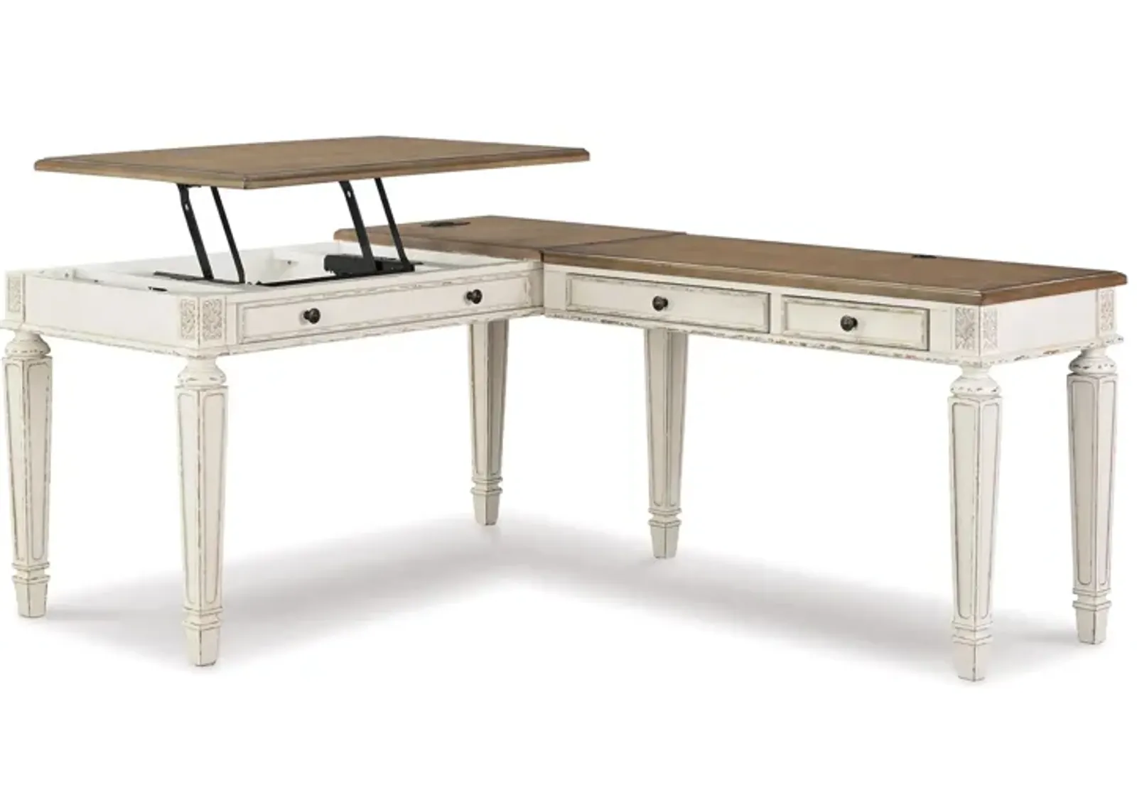 Libbie 2-Piece Lift Top Desk in Off-White;Natural by Ashley Express