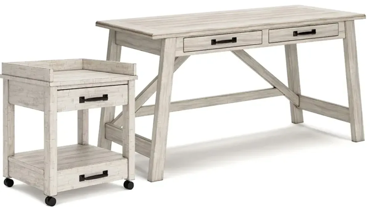 Carynhurst Desk & Printer Stand in Off-White by Ashley Express