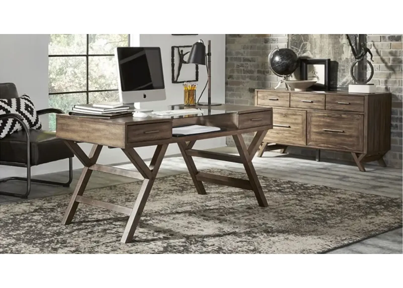 Houghton 2-pc. Desk Set in Weathered Chestnut Finish by Liberty Furniture