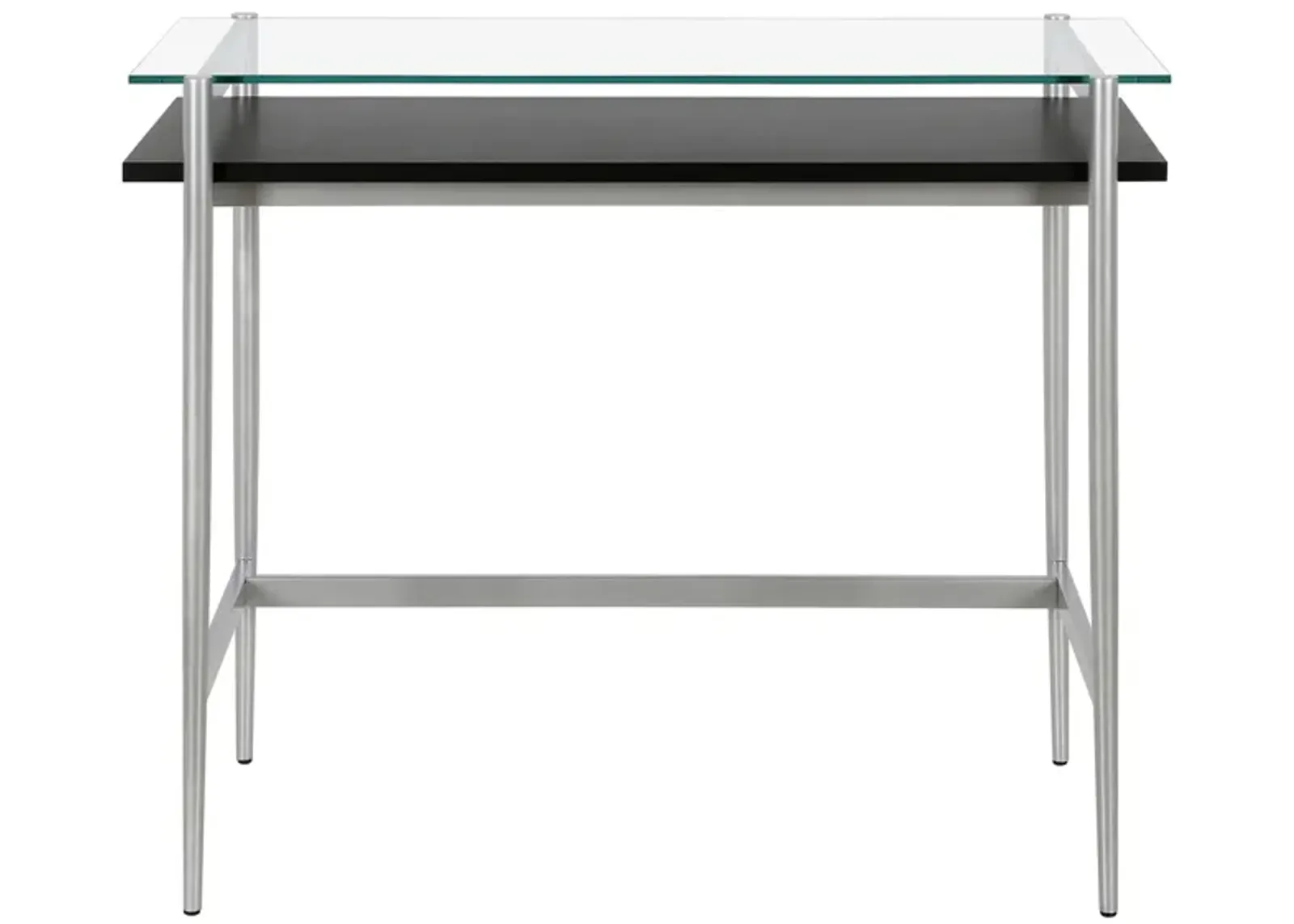 Davis 36" Silver Desk with Woodgrain Shelf in Silver by Hudson & Canal