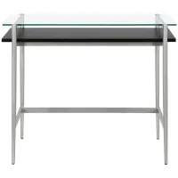 Davis 36" Silver Desk with Woodgrain Shelf in Silver by Hudson & Canal