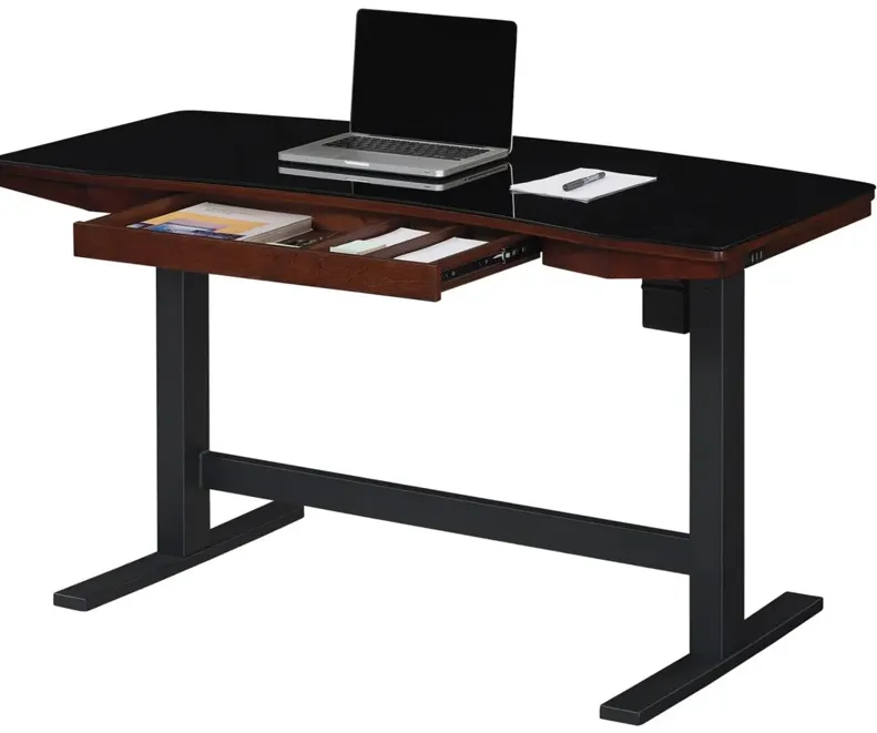 Uptown Loft Adjustable-Height Desk in Meridian Cherry by Twin-Star Intl.